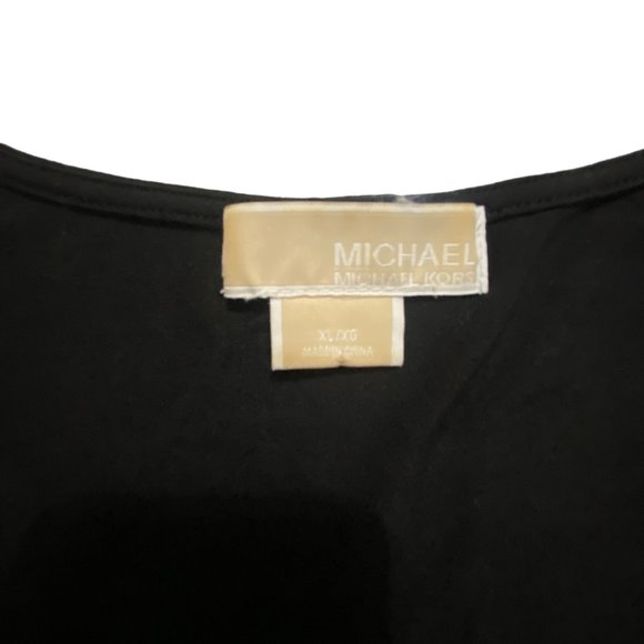 Michael Kors WomenTop Black Ruffle Front Sleeveless Gold Front Zip Shirt XL - Picture 7 of 10